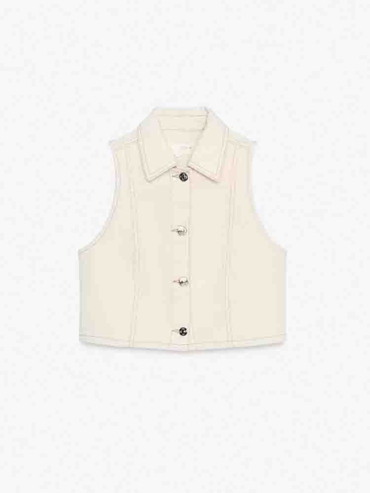 suit Women's 2 pieces New short single breasted lapel denim vest+Jeans suit