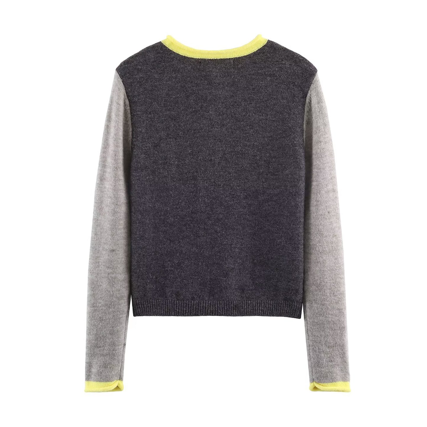 Women's O Neck color blocked knitted Coat