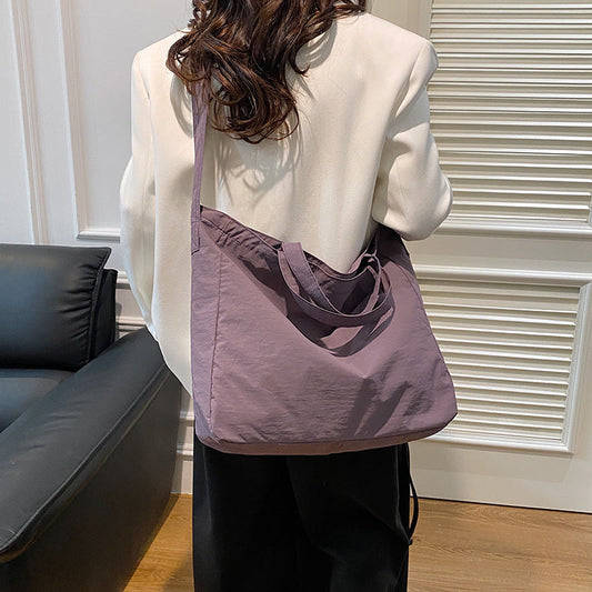 Women's New Portable Canvas Hand-held Pocket Large-capacity Leisure Joker Shoulder Slung Tote Bag