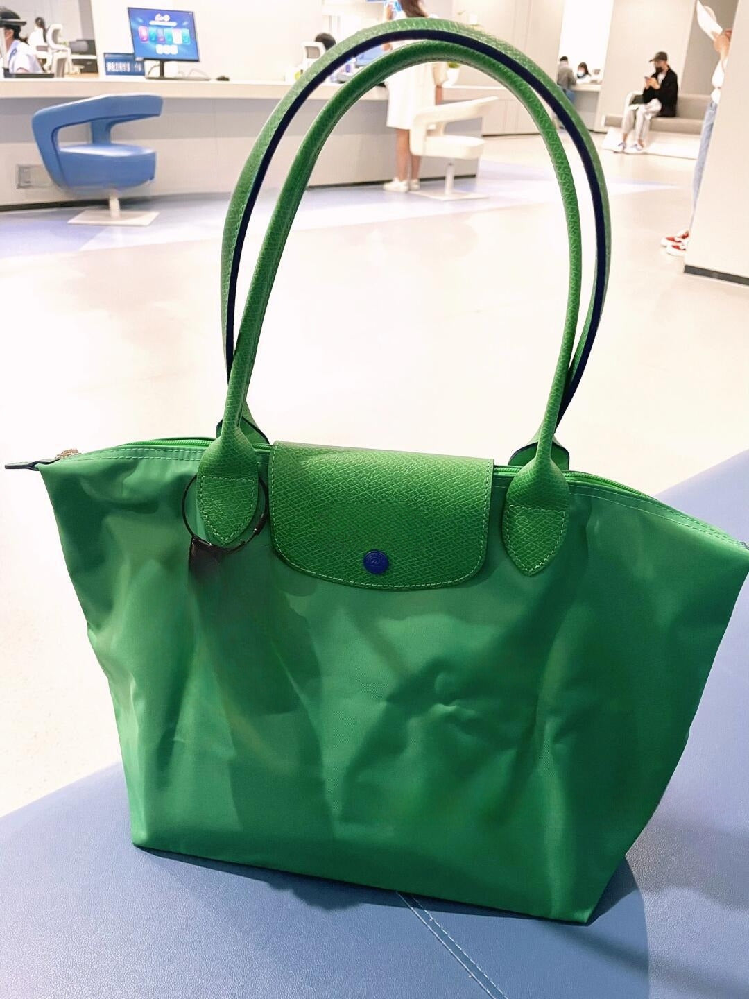 Women's New Joker Nylon Jiaozi Handbag Embroidered Large Tote Waterproof Folding Shoulder Bag.