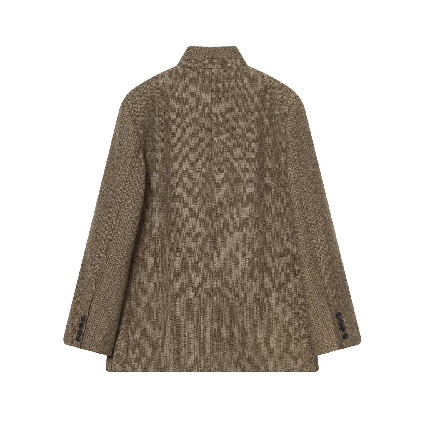 Women's loose stand collar herringbone diagonal Blazer Coat