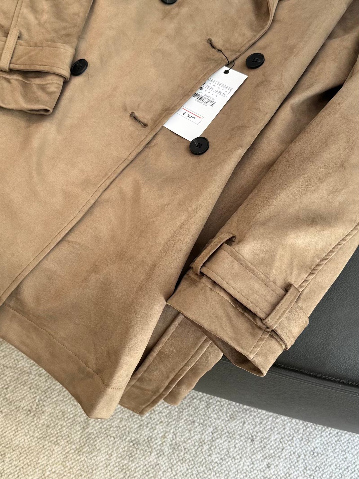 Women's new fashion Anti suede effect long style windbreaker Coat