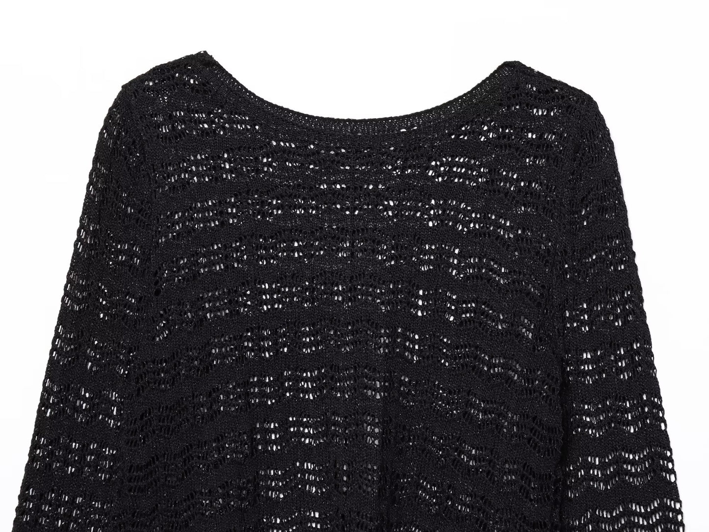 Women's 2025 New Fashion Long Sleeve Jacquard Mesh Short Knitted Top