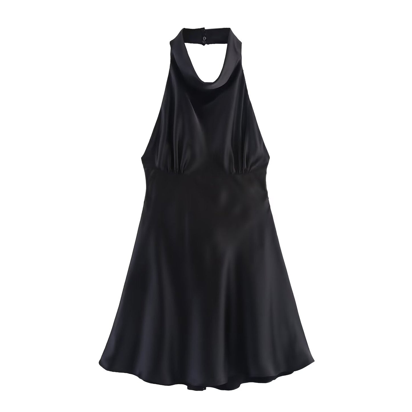 Women's new fashion backless bow decoration satin texture mini dress