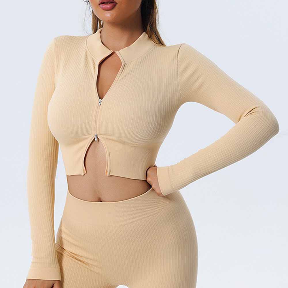 Women's New Fashion Joker Sports Bra Yoga Pants Long-sleeved Jacket Short-sleeved Tight Training Vest Six-piece Yoga Clothes.