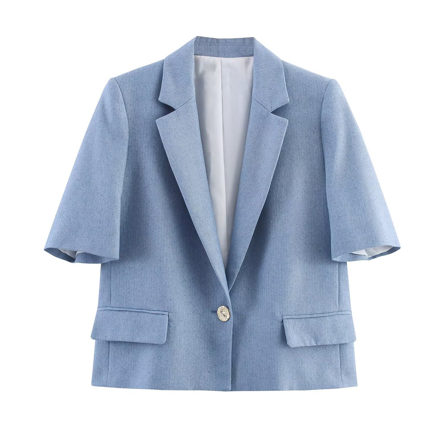 Women's 2025 new fashion short sleeved Button-up suit jacket+Pants suit