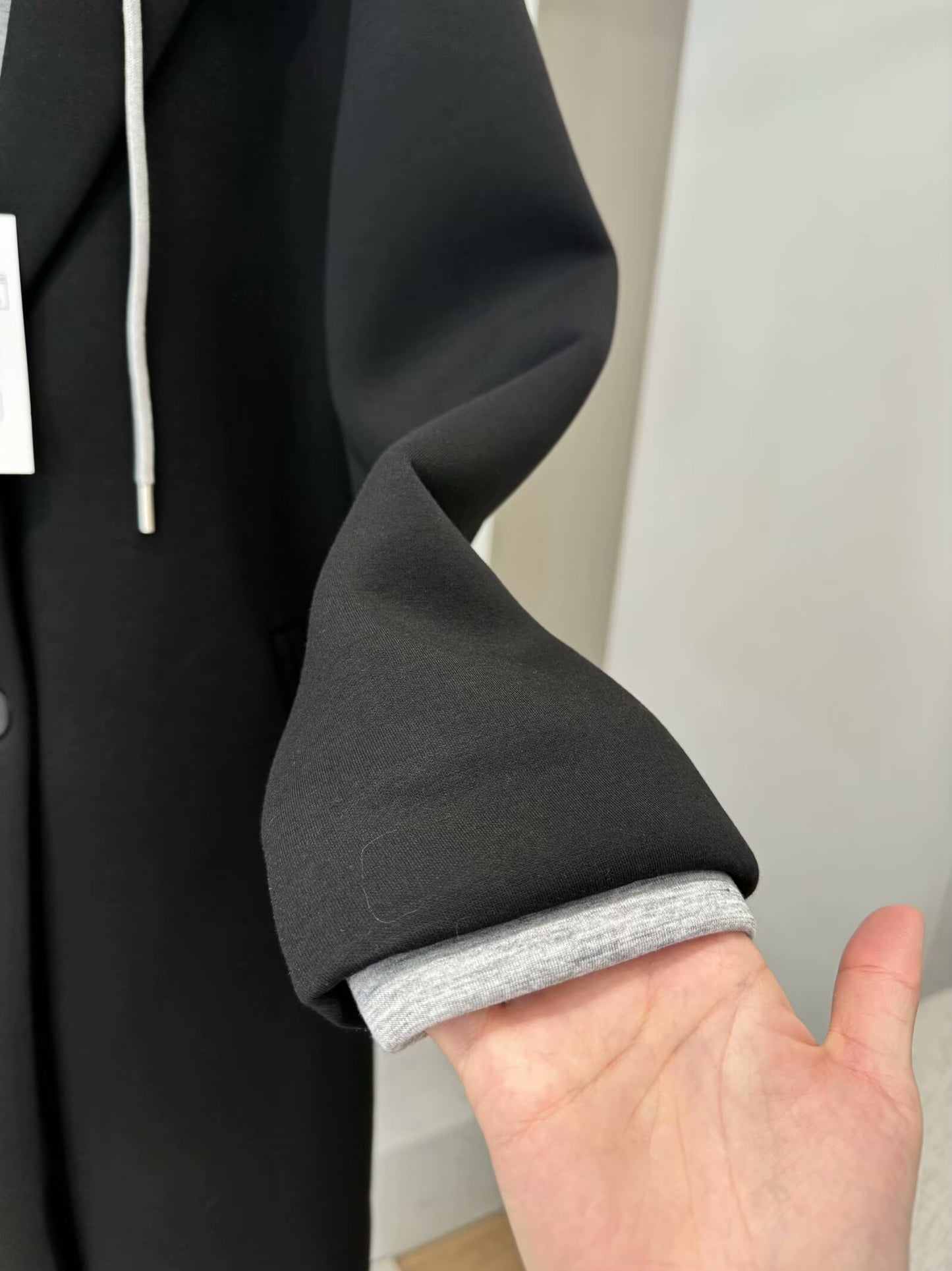 Women's loose long style detachable hooded patchwork coat