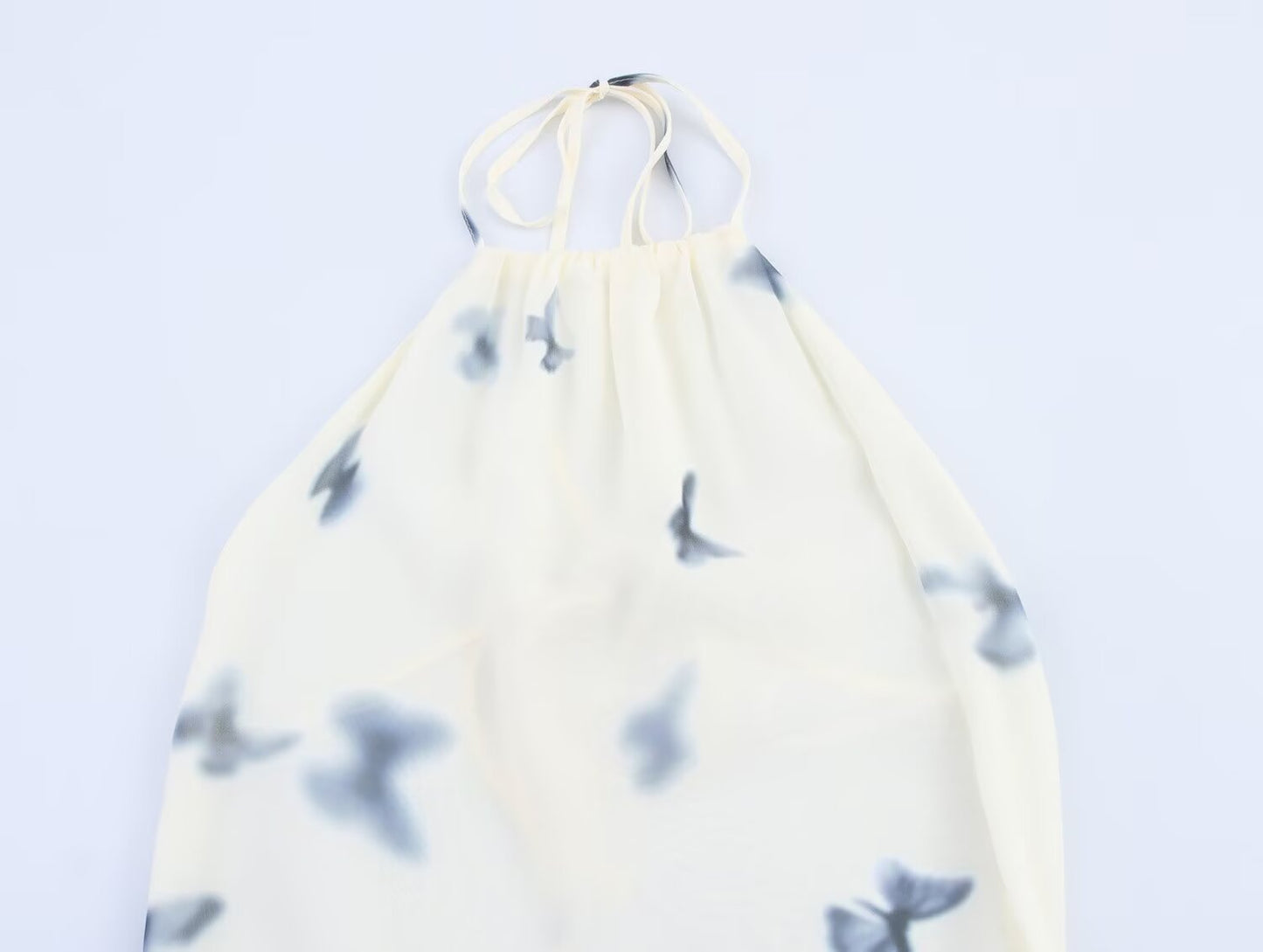 Women's new fashion sexy backless printed hanging neck MIDI dress