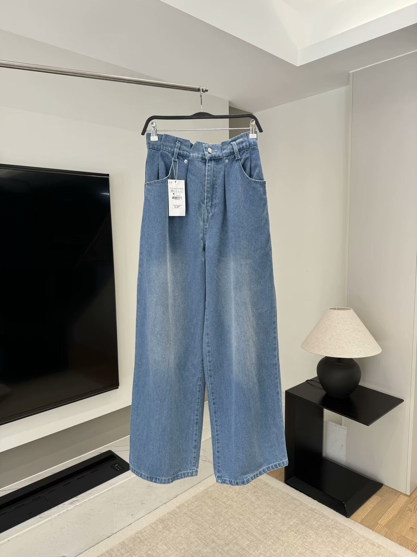 Women 2025 New Fashion Paper bag with high waist Jeans Vintage Zipper Fly Female Ankle Denim Pants