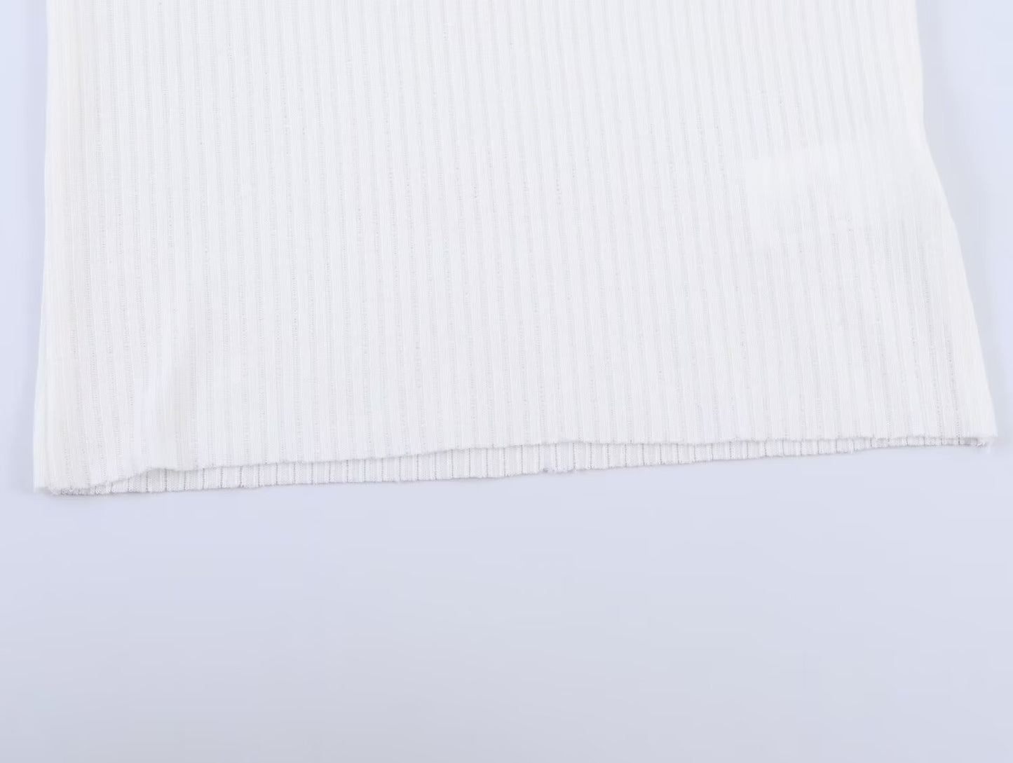 Women's slim V-neck lace ribbed T-shirt