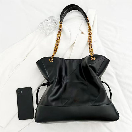 Women's New Temperament Joker Large Capacity Drawstring Chain Handbag Shoulder Bag