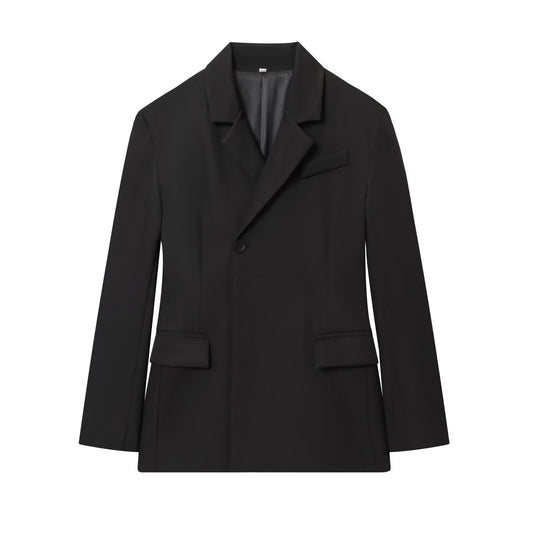 Women's 2025 new fashion black slim buckle suit jacket