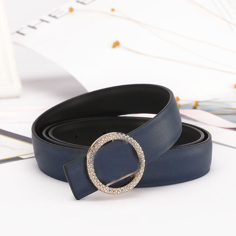 Women's New Casual Joker Multicolor Diamond-encrusted Decorative Belt Belt with A Box