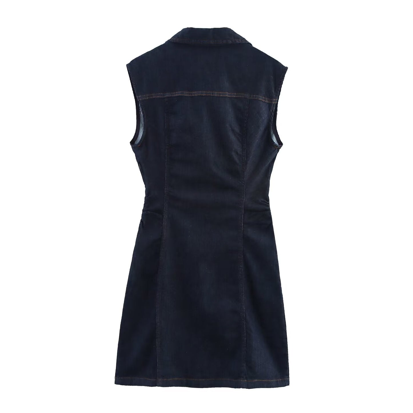 Women's new fashion sleeveless shirt style slim denim mini dress