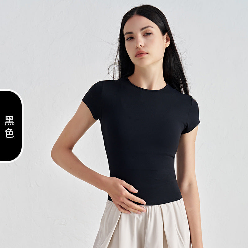 Women's New Comfortable Sports Short-sleeved Fitness Jacket Leisure Yoga Clothes Advanced Waist Slimming Yoga T-shirt