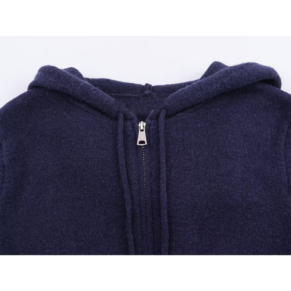 Women's new casual hooded zipper sweatshirt