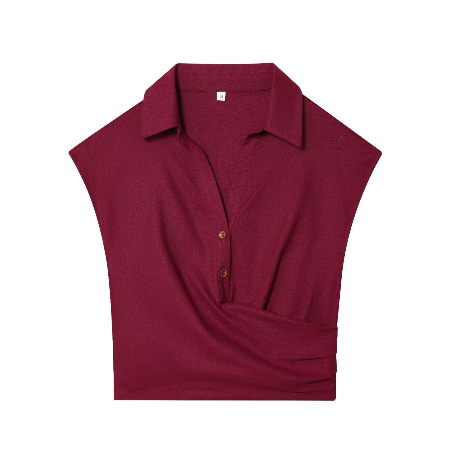 Women's 2025 new fashion linen blend sleeveless pleated top+shorts suit