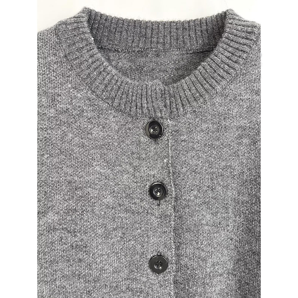 Women's new fashion soft texture spliced O-Neck knitted cardigan