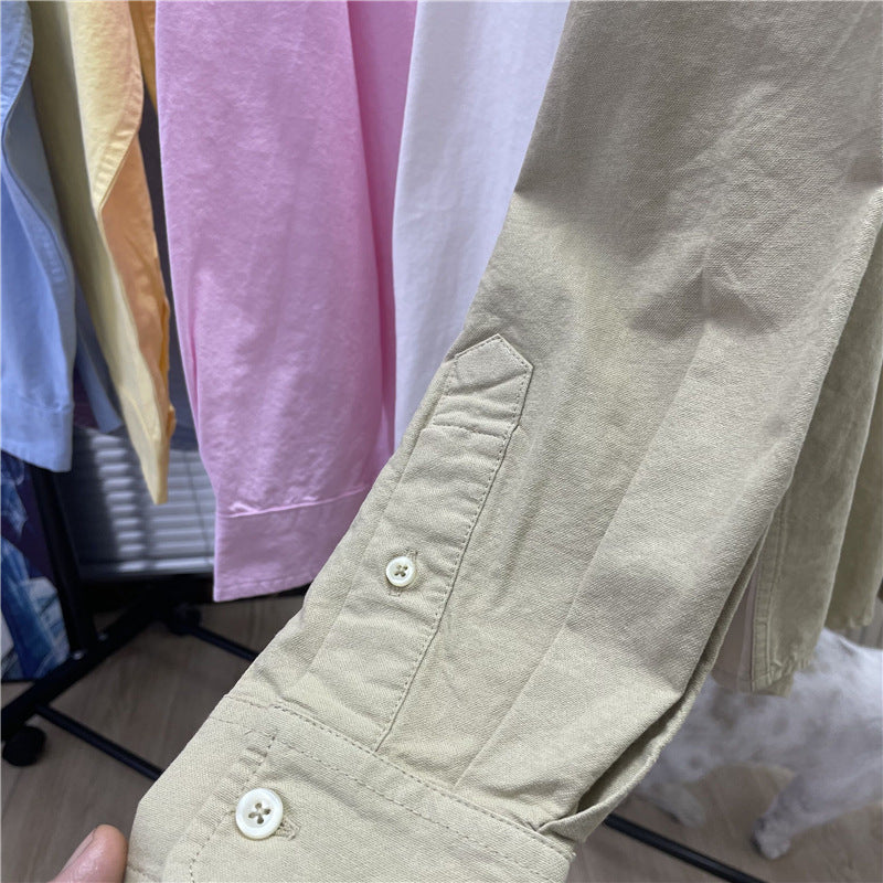 New Joker Embroidered Oxford Shirt for Men and Women Old Qian Feng Business Casual Cotton Shirt