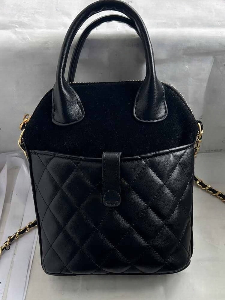 Women's New Casual Joker Rhombic Scrubs Made of Old Gold Chain Adjustable Shoulder Slung Clutch Bag.