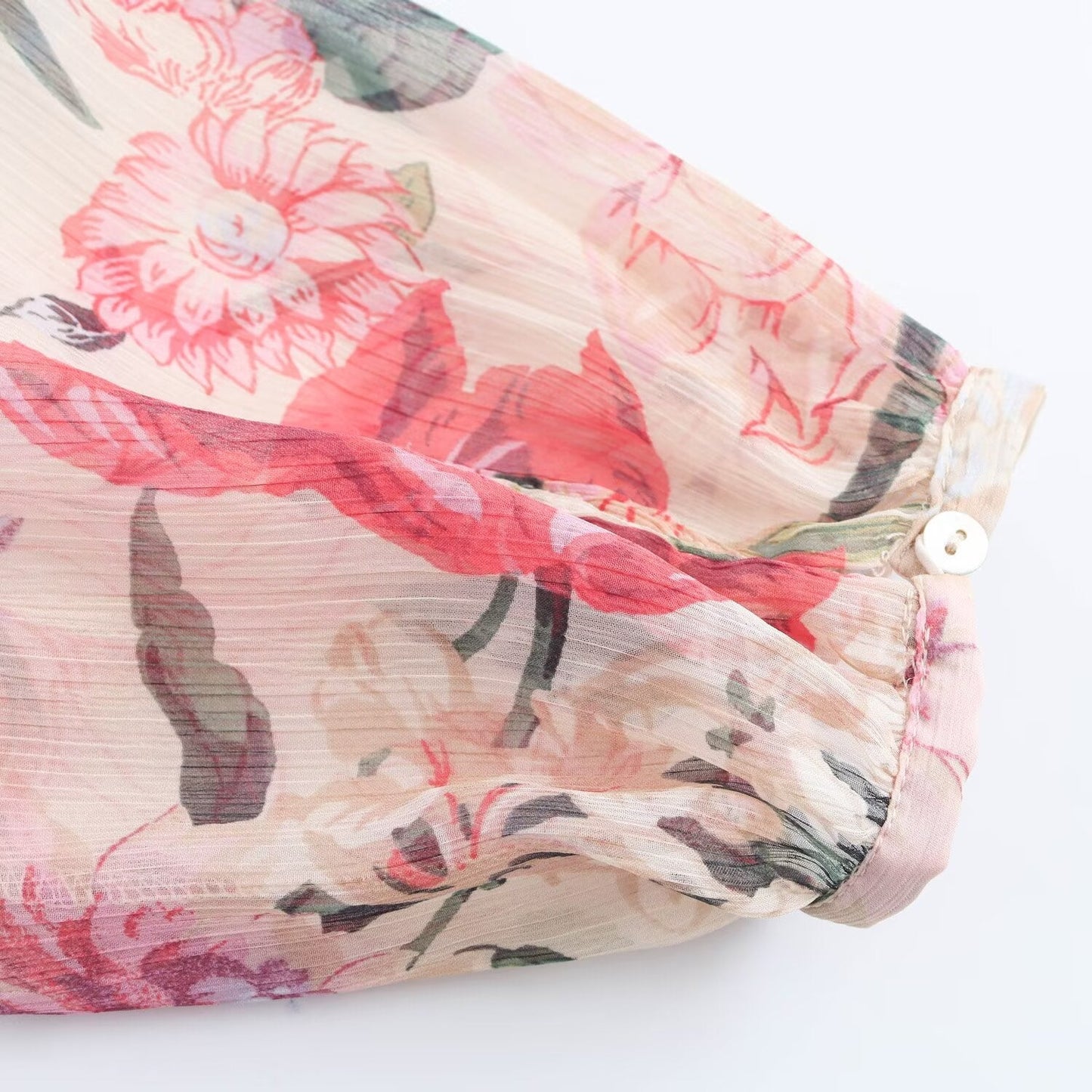 Women's new chic Fashion with Belt bow tie decoration loose flower print MIDI dress retro long sleeved women's dress Mujer