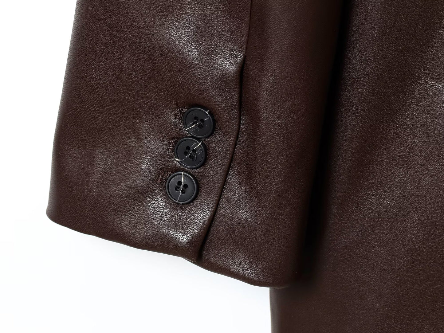 Women's new fashion loose leather effect straight suit jacket