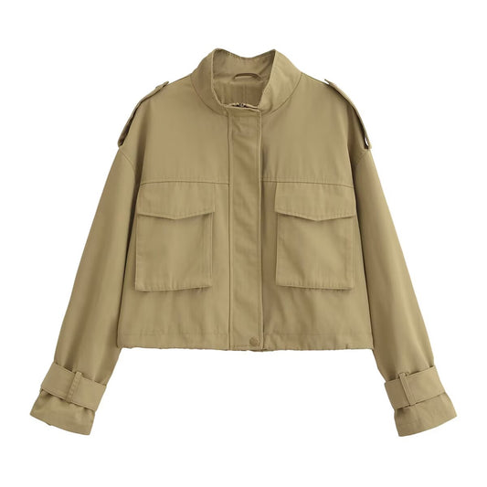 Women's 2025 new fashion short standing collar jacket Coat