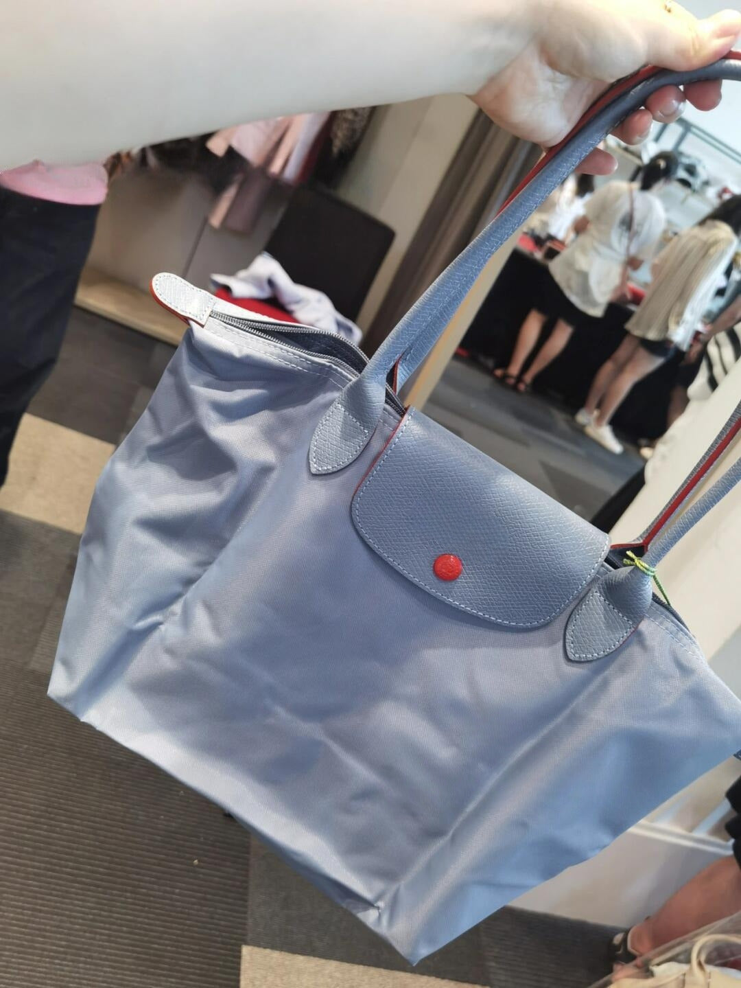 Women's New Joker Nylon Jiaozi Handbag Embroidered Large Tote Waterproof Folding Shoulder Bag.