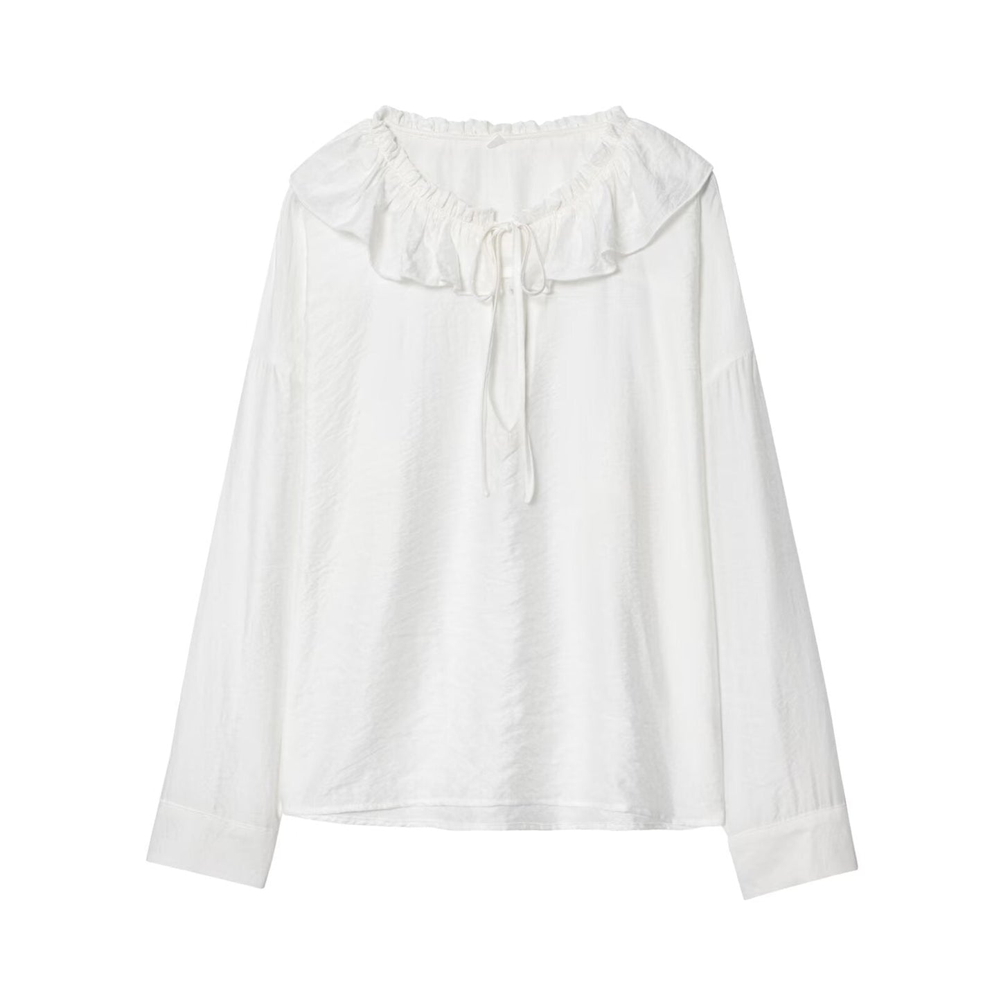 Women's 2025 new fashion linen blended white lace up shirt