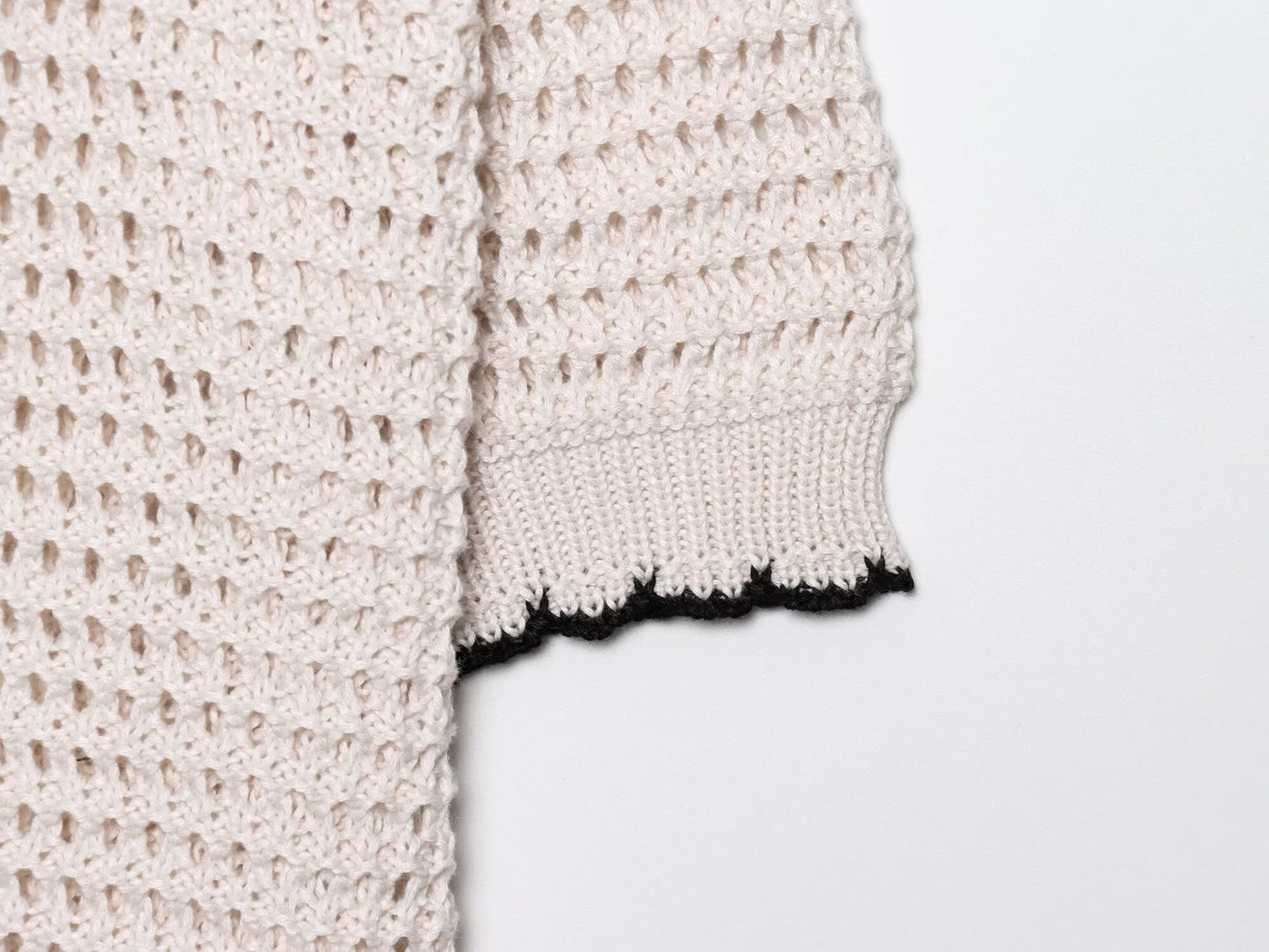 Women's new fashion bow Lace up decoration casual crochet polo shirt collar top