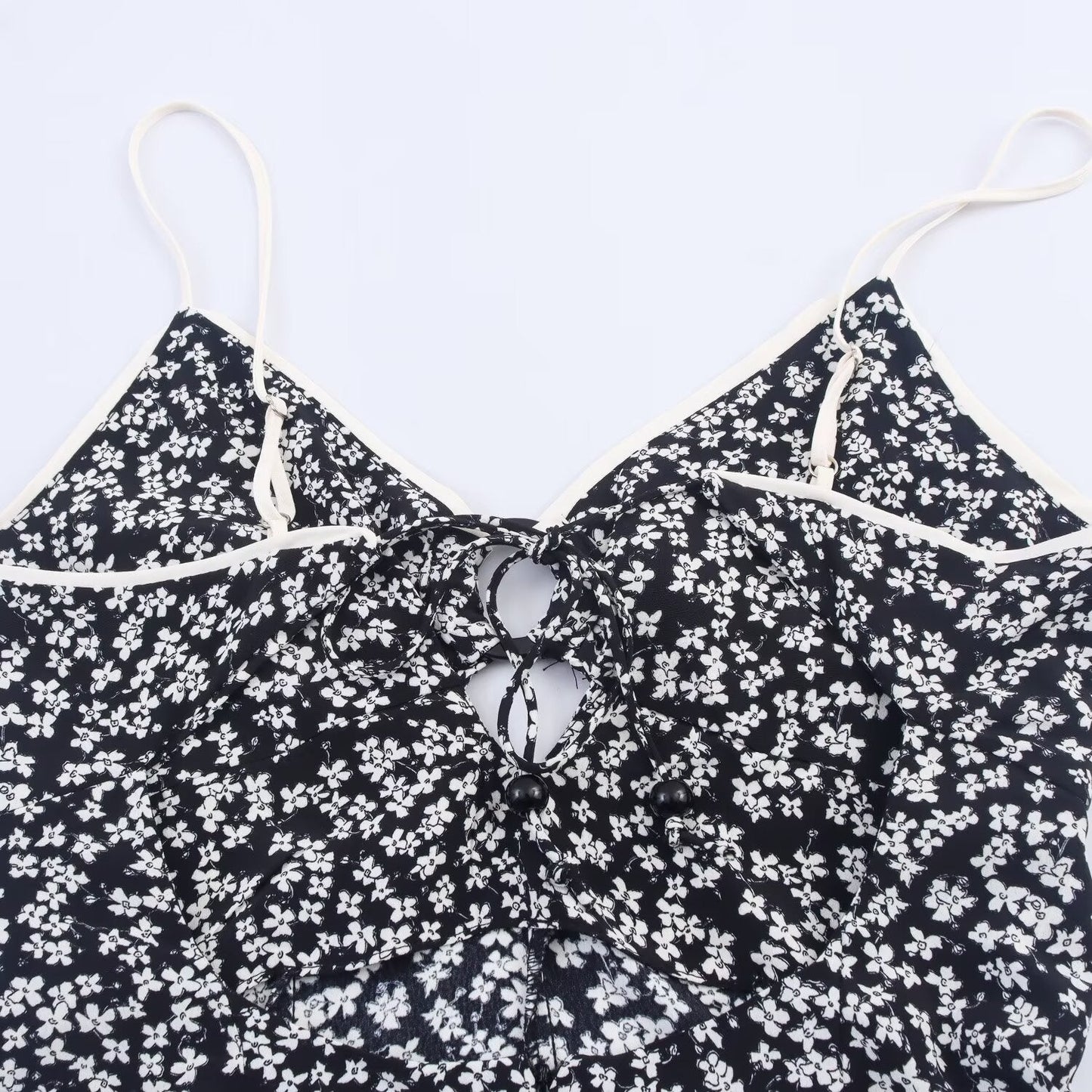 Women's Sweet Fashion Flower Printed suspender Midi Dress