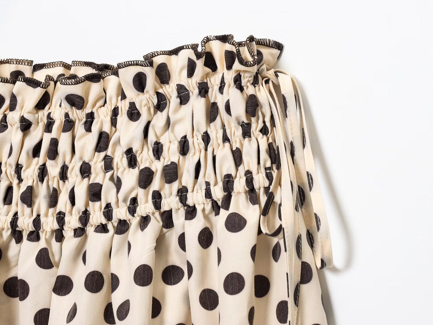 Women's chic Fashion polka dot printed elastic waist MIDI skirt