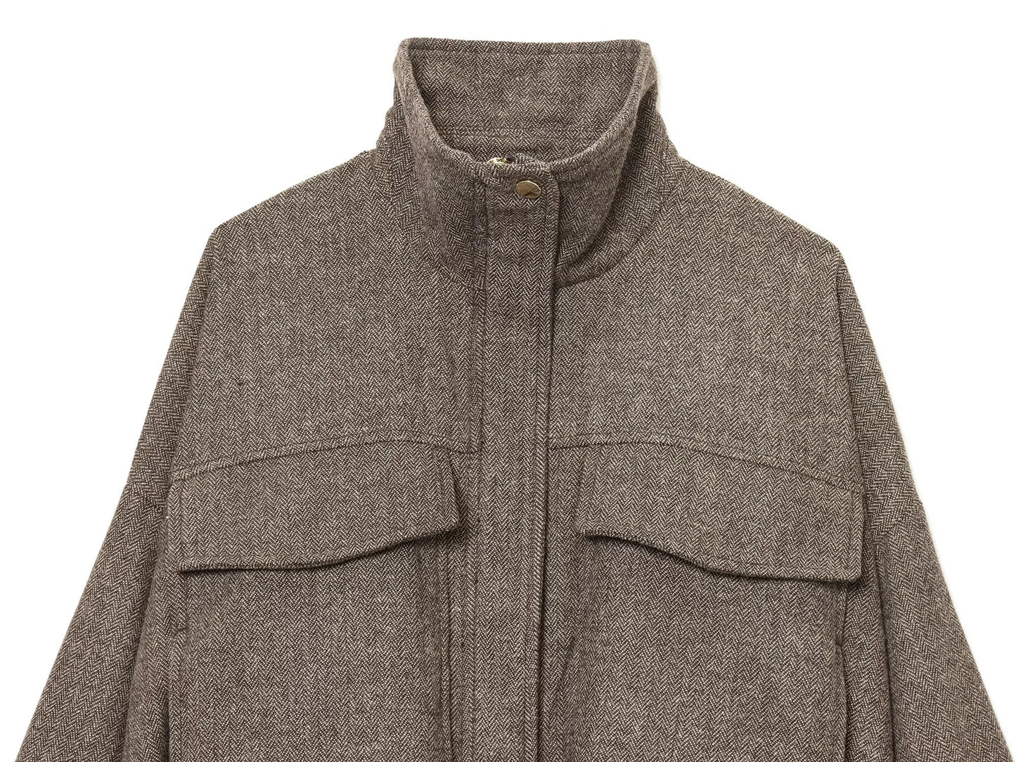 Women's casual stand collar herringbone pattern pilot jacket Coat