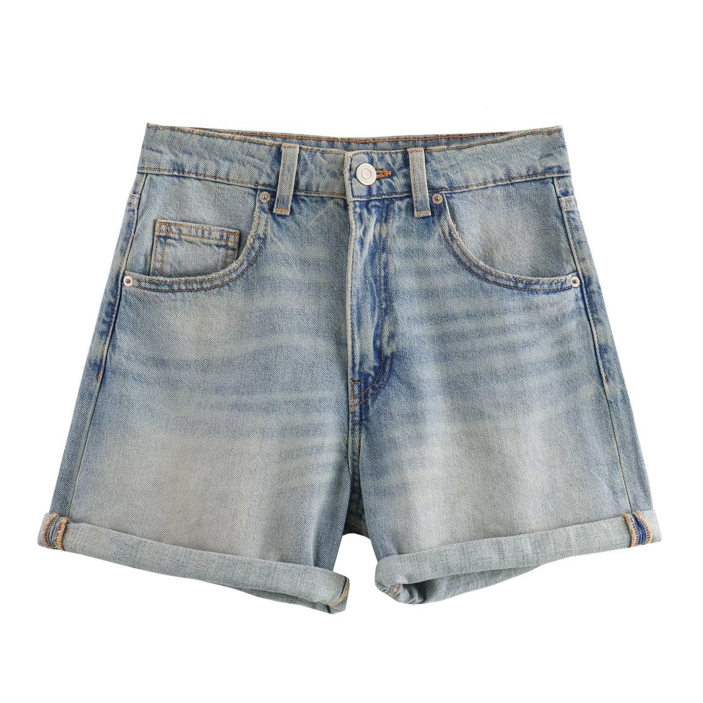 Ladies' 2025 new Fashion loose side pocket casual high waisted denim shorts
