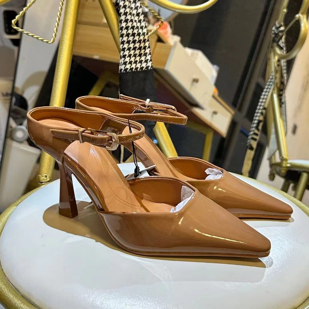 Women's New Fashion Joker Patent Leather Effect High Heels French High Heels