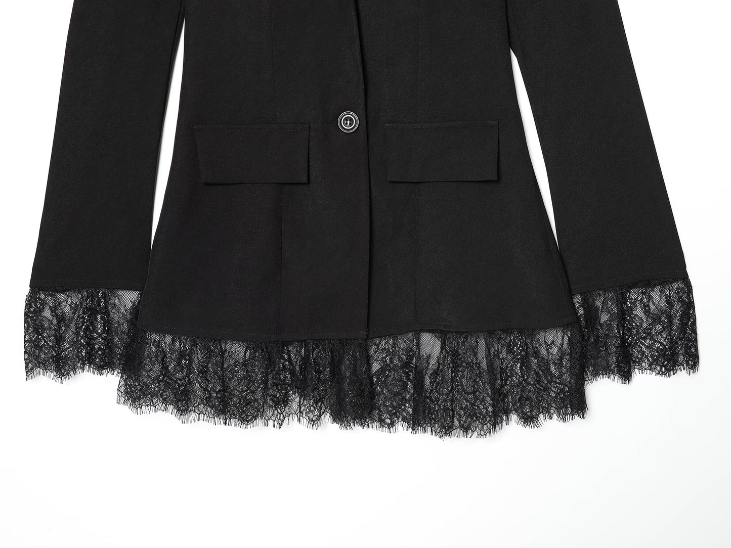 Women's waist cinched slim lace patchwork Blazer Coat