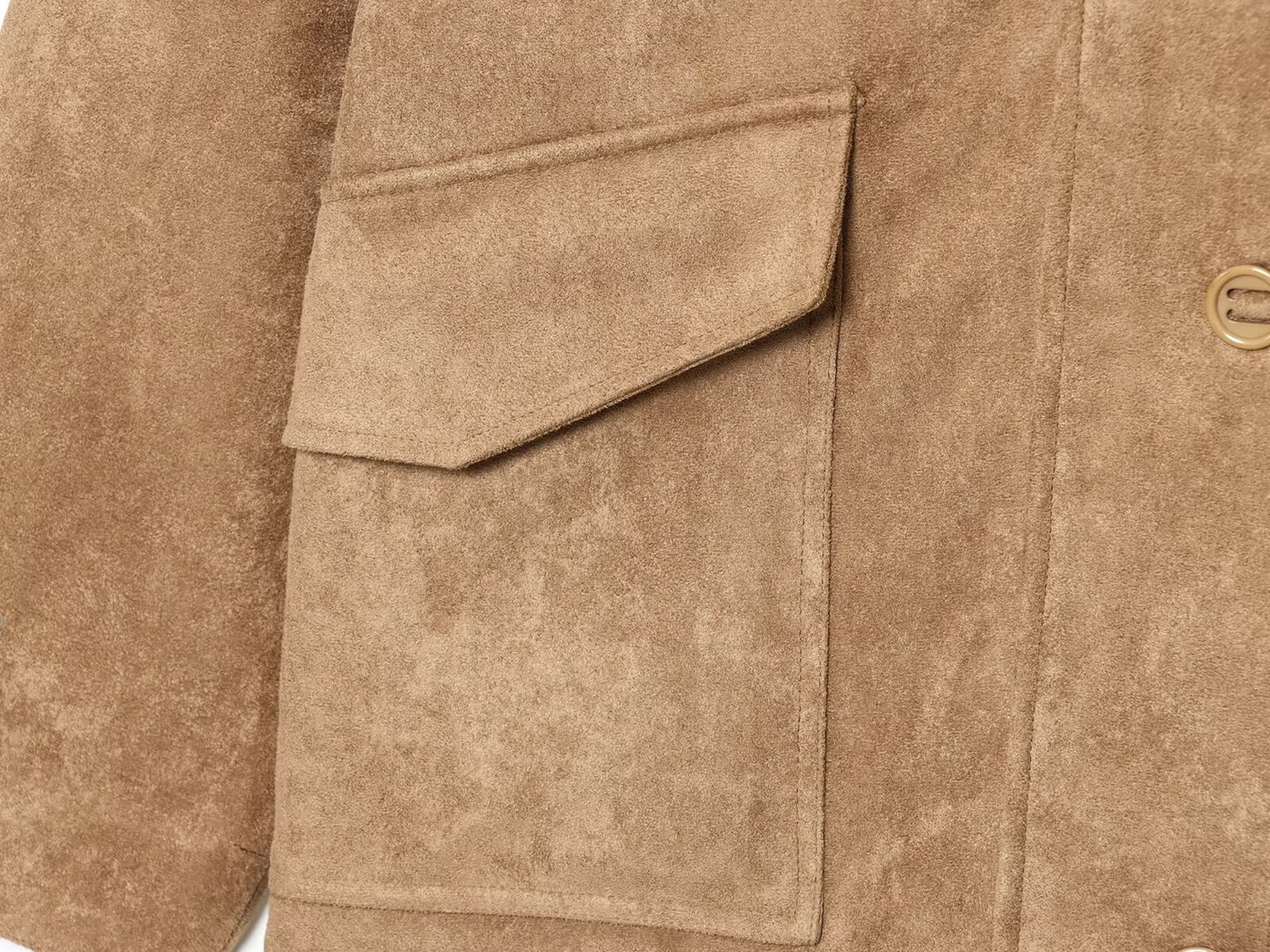 Women's 2025 new fashion suede texture lapel faux leather Coat