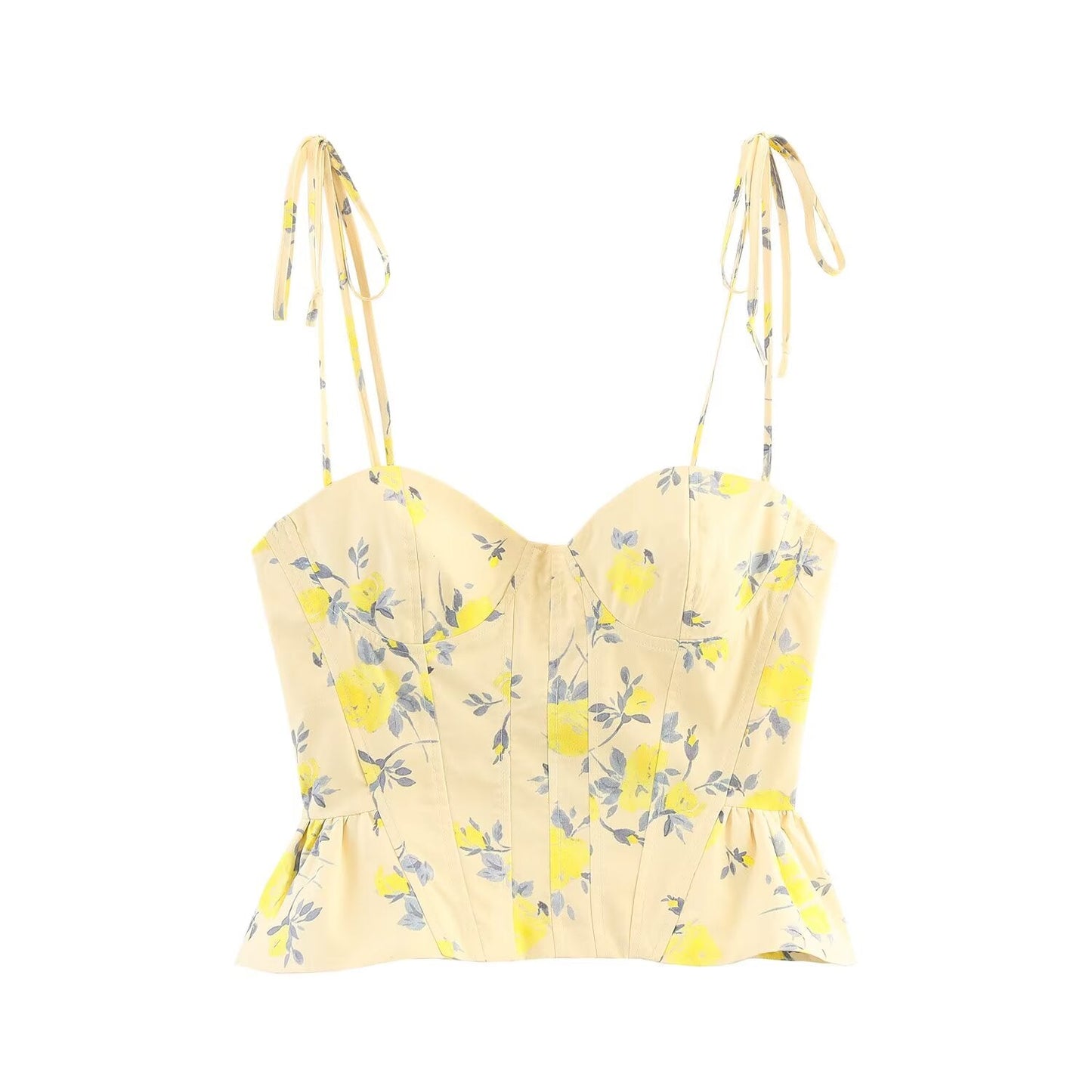 Women's Summer Fashion Flower Printed Poplin suspender Top