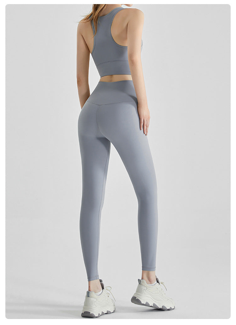 Women's Fashion Sportswear Suit Professional Running Vest High Waist Hip Fitness Pants Two-piece Suit