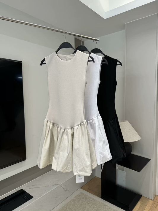 Women's 2025 chic fashion double-sided fabric stitching dress retro sleeveless women's dress