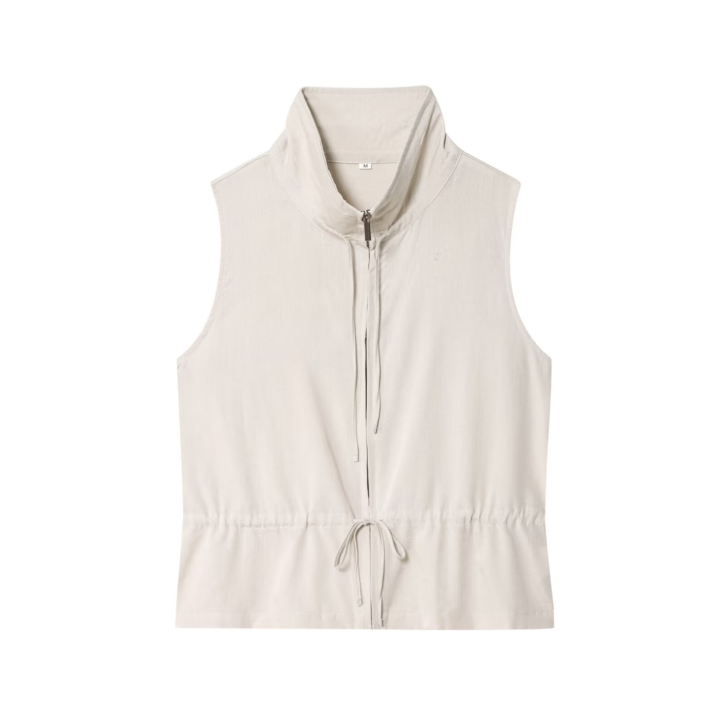 Women's new fashion with drawstring sleeveless stand collar vest+Pants suit