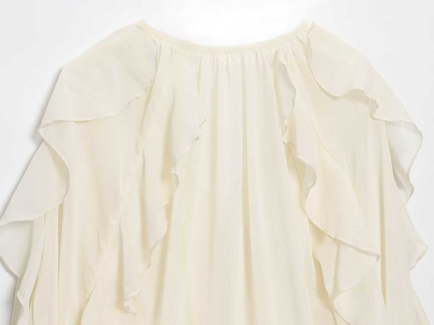 2025 Women's new fashion ruffled V-neck long sleeved shirt